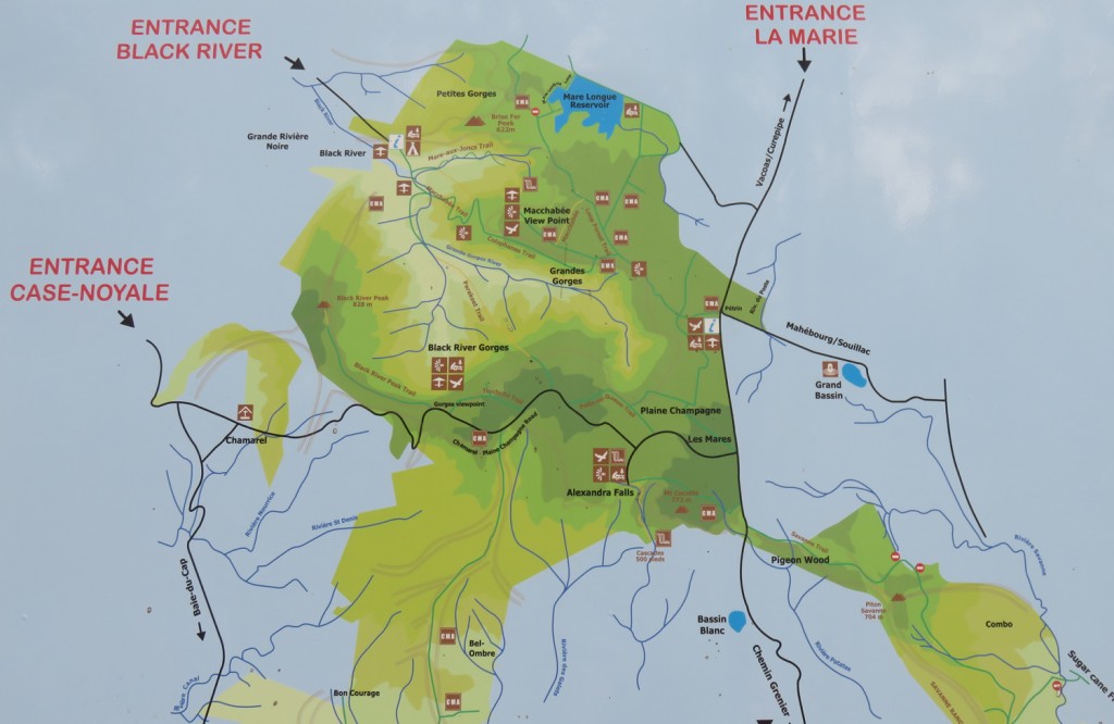 Chemins dans le Parc National des gorges de rivière noire